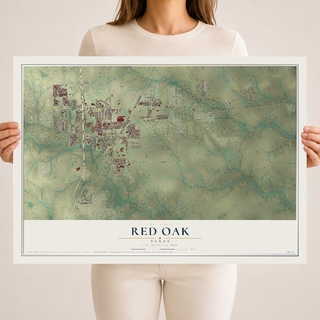 Map of Red Oak, Texas, 18 x 24 inch unframed archival matte print