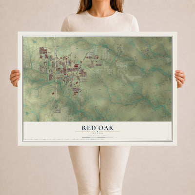 Map of Red Oak, Texas, 24 x 36 inch unframed archival matte print