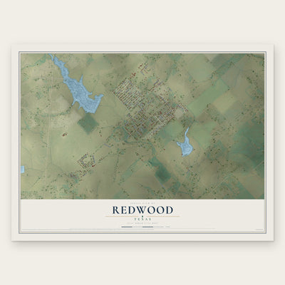 Redwood, Texas map print, the full design