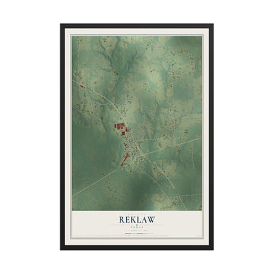 Map of Reklaw, Texas, 12 x 18 inch print in a black wood frame