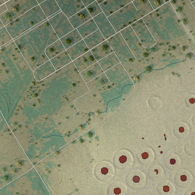 Second close-up of the map of Retreat, Texas print showing more streets and buildings