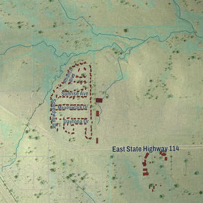 Second close-up of the map of Rhome, Texas print showing more streets and buildings