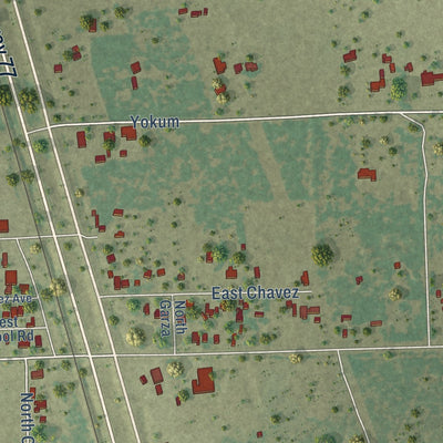 Close-up of the map of Ricardo, Texas print showing street and building detail