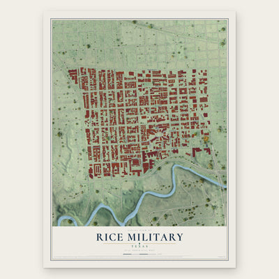 Rice Military, Texas map print, the full design