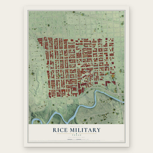 Rice Military, Texas map print, the full design