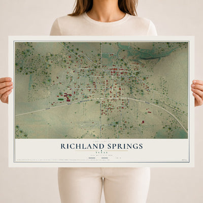 Map of Richland Springs, Texas, 18 x 24 inch unframed archival matte print