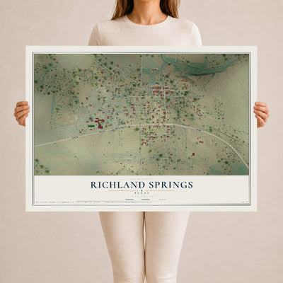 Map of Richland Springs, Texas, 24 x 36 inch unframed archival matte print