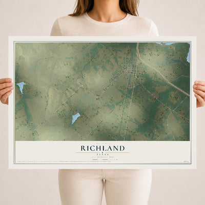 Map of Richland, Texas, 18 x 24 inch unframed archival matte print