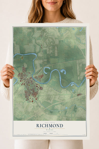 Map of Richmond, Texas, 18 x 24 inch unframed archival matte print