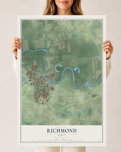 Map of Richmond, Texas, 24 x 36 inch unframed archival matte print