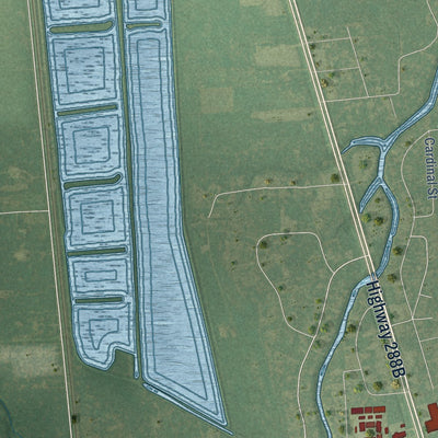 Second close-up of the map of Richwood, Texas print showing more streets and buildings