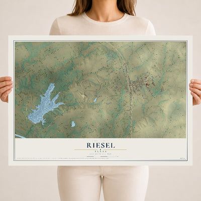 Map of Riesel, Texas, 18 x 24 inch unframed archival matte print