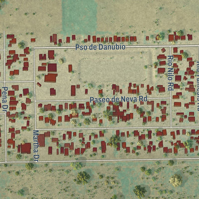 Close-up of the map of Rio Bravo, Texas print showing street and building detail