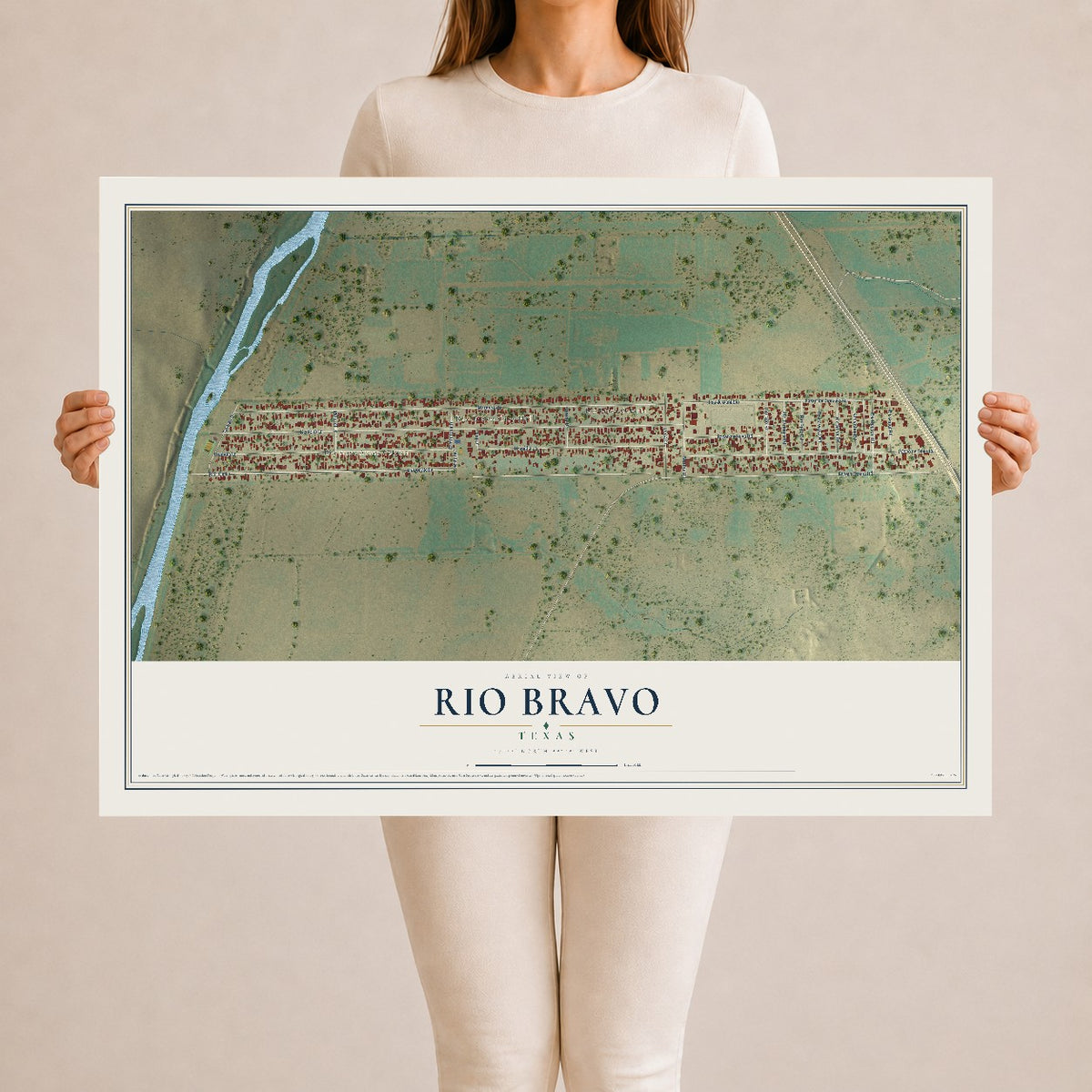 Map of Rio Bravo, Texas, 24 x 36 inch unframed archival matte print