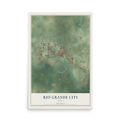 Map of Rio Grande City, Texas, 12 x 18 inch unframed archival matte print