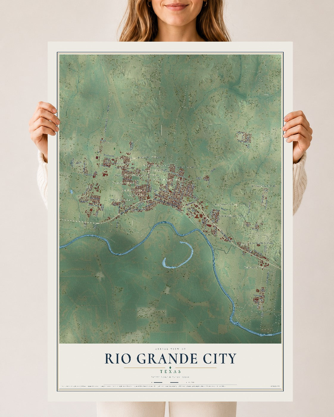 Map of Rio Grande City, Texas, 24 x 36 inch unframed archival matte print