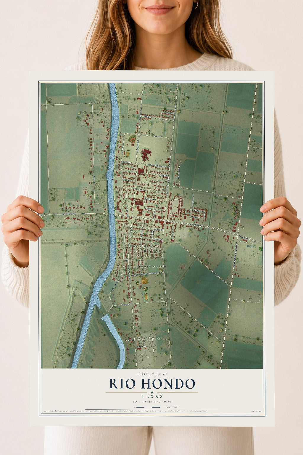 Map of Rio Hondo, Texas, 18 x 24 inch unframed archival matte print