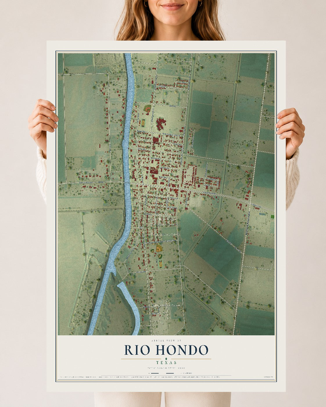 Map of Rio Hondo, Texas, 24 x 36 inch unframed archival matte print
