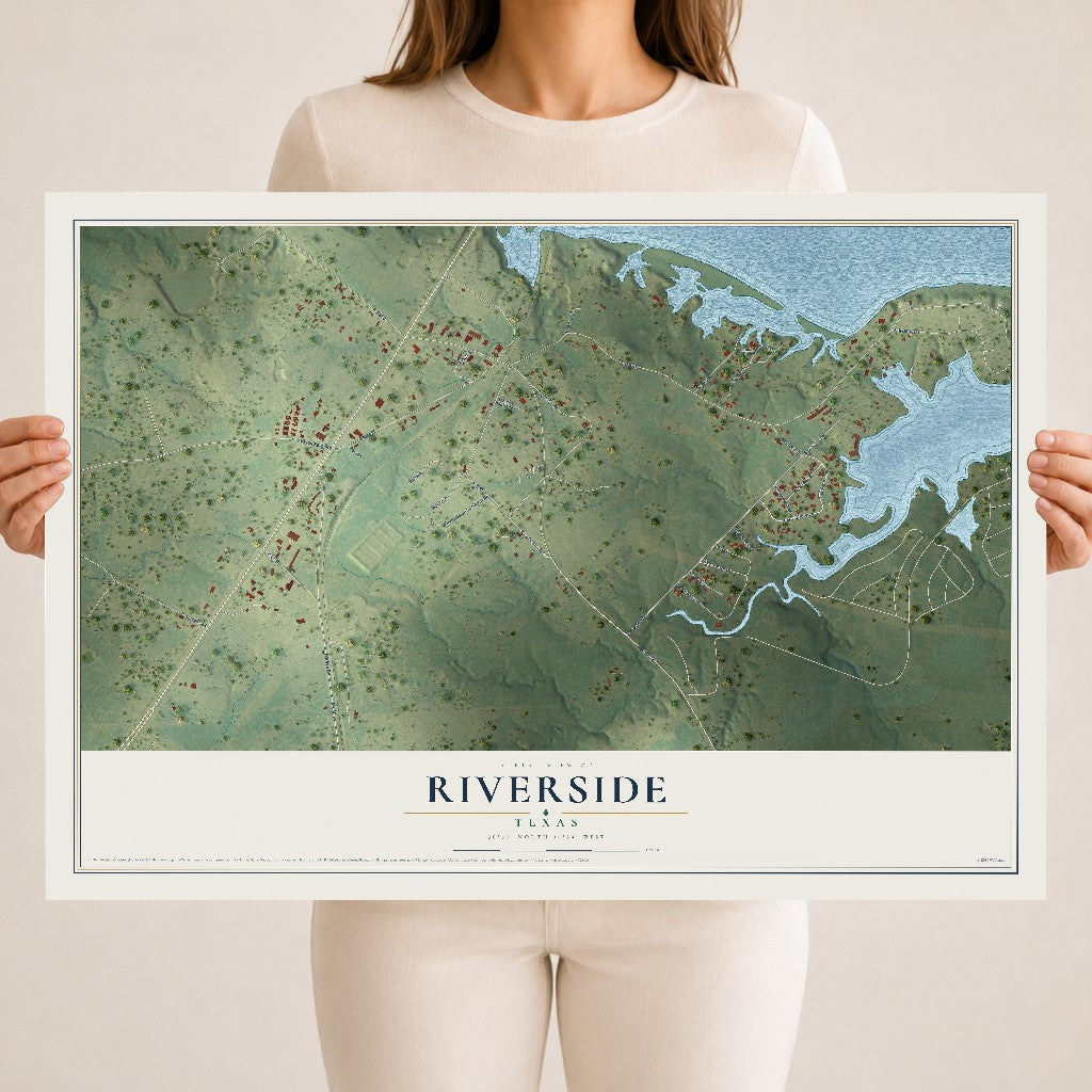 Map of Riverside, Texas, 18 x 24 inch unframed archival matte print