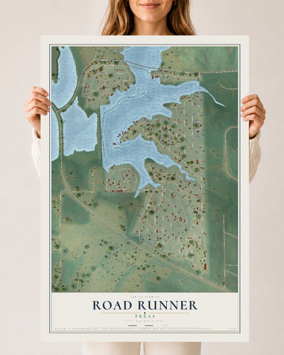Map of Road Runner, Texas, 24 x 36 inch unframed archival matte print
