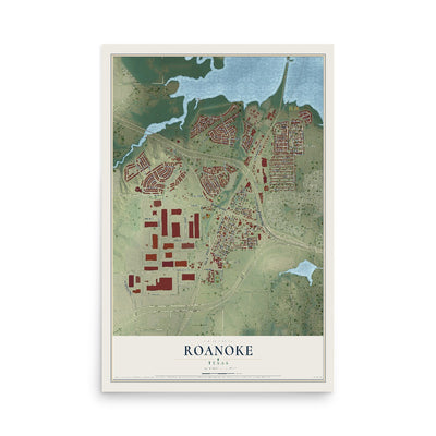 Map of Roanoke, Texas, 12 x 18 inch unframed archival matte print