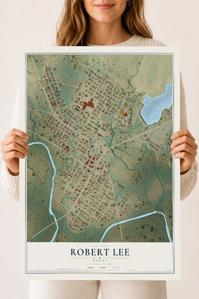 Map of Robert Lee, Texas, 18 x 24 inch unframed archival matte print