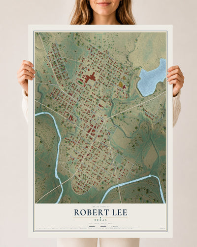Map of Robert Lee, Texas, 24 x 36 inch unframed archival matte print