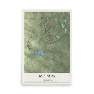 Map of Robinson, Texas, 12 x 18 inch unframed archival matte print