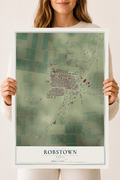 Map of Robstown, Texas, 18 x 24 inch unframed archival matte print