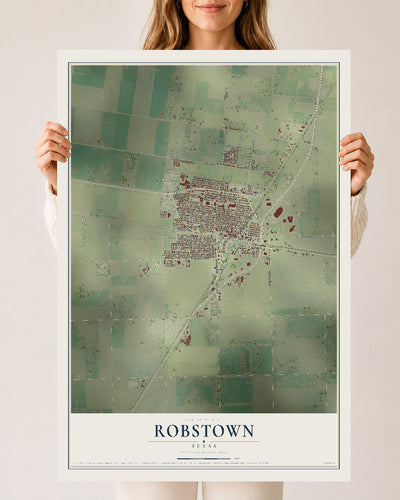 Map of Robstown, Texas, 24 x 36 inch unframed archival matte print