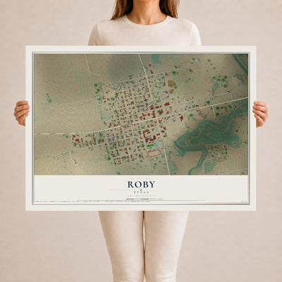 Map of Roby, Texas, 24 x 36 inch unframed archival matte print