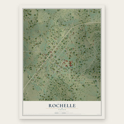 Rochelle, Texas map print, the full design