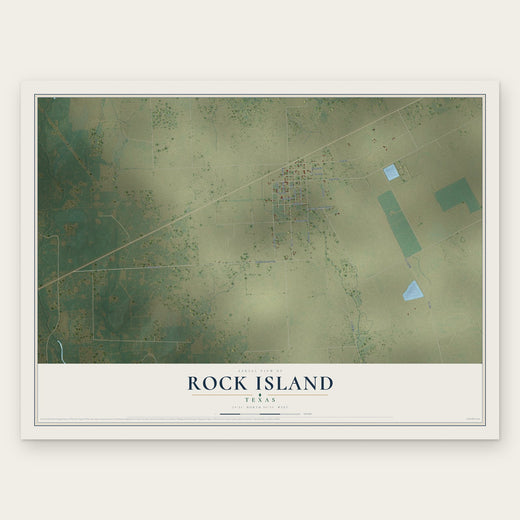 Rock Island, Texas map print, the full design