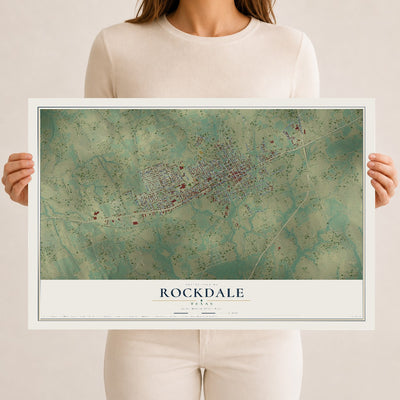 Map of Rockdale, Texas, 12 x 18 inch unframed archival matte print