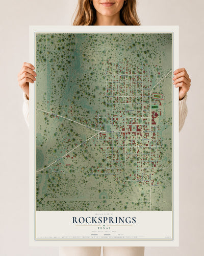 Map of Rocksprings, Texas, 24 x 36 inch unframed archival matte print