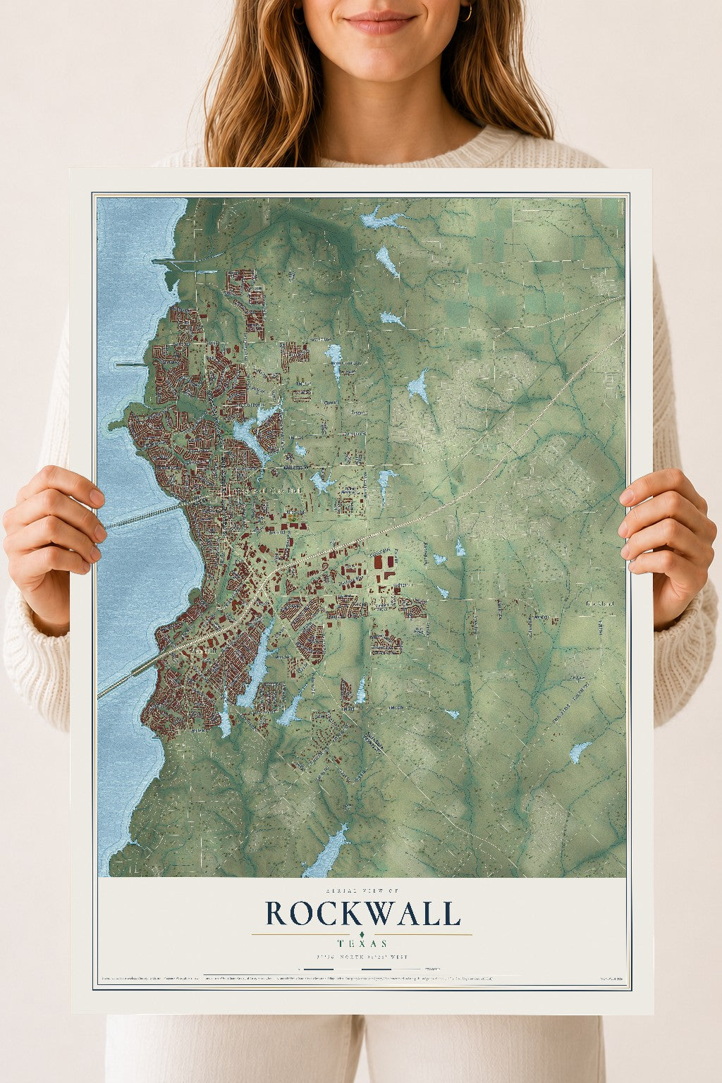 Map of Rockwall, Texas, 18 x 24 inch unframed archival matte print
