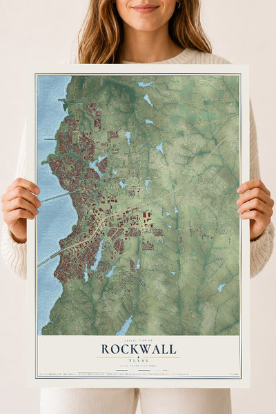 Map of Rockwall, Texas, 18 x 24 inch unframed archival matte print