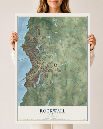 Map of Rockwall, Texas, 24 x 36 inch unframed archival matte print