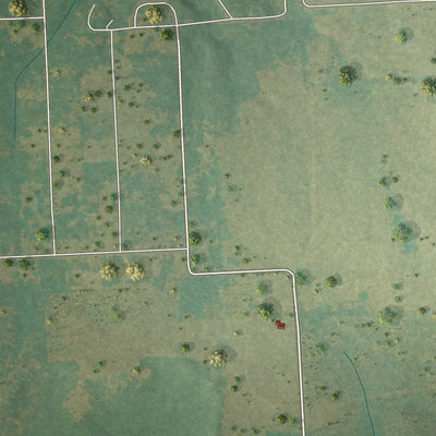Second close-up of the map of Rocky Mound, Texas print showing more streets and buildings