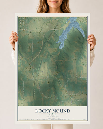 Map of Rocky Mound, Texas, 24 x 36 inch unframed archival matte print