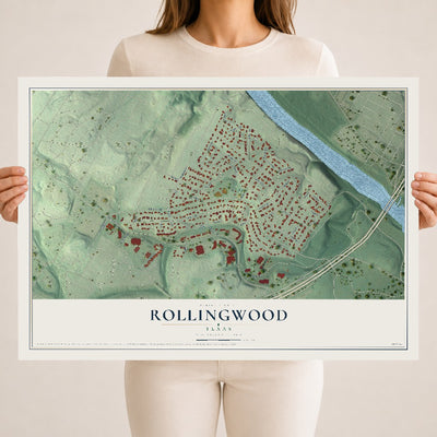 Map of Rollingwood, Texas, 18 x 24 inch unframed archival matte print