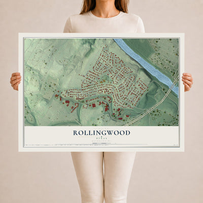 Map of Rollingwood, Texas, 24 x 36 inch unframed archival matte print