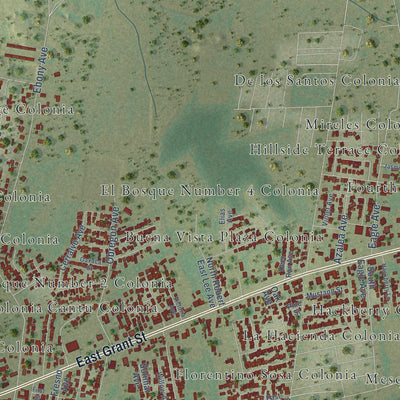 Second close-up of the map of Roma, Texas print showing more streets and buildings