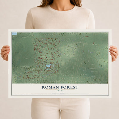 Map of Roman Forest, Texas, 12 x 18 inch unframed archival matte print