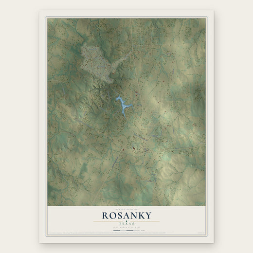 Rosanky, Texas map print, the full design