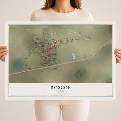 Map of Roscoe, Texas, 18 x 24 inch unframed archival matte print