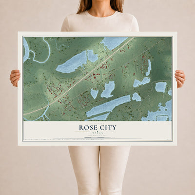 Map of Rose City, Texas, 24 x 36 inch unframed archival matte print