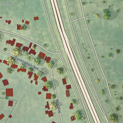 Close-up of the map of Rose Hill Acres, Texas print showing street and building detail