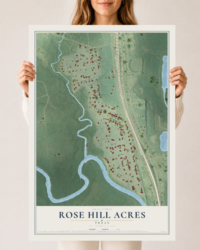 Map of Rose Hill Acres, Texas, 24 x 36 inch unframed archival matte print