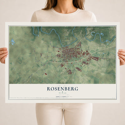 Map of Rosenberg, Texas, 18 x 24 inch unframed archival matte print